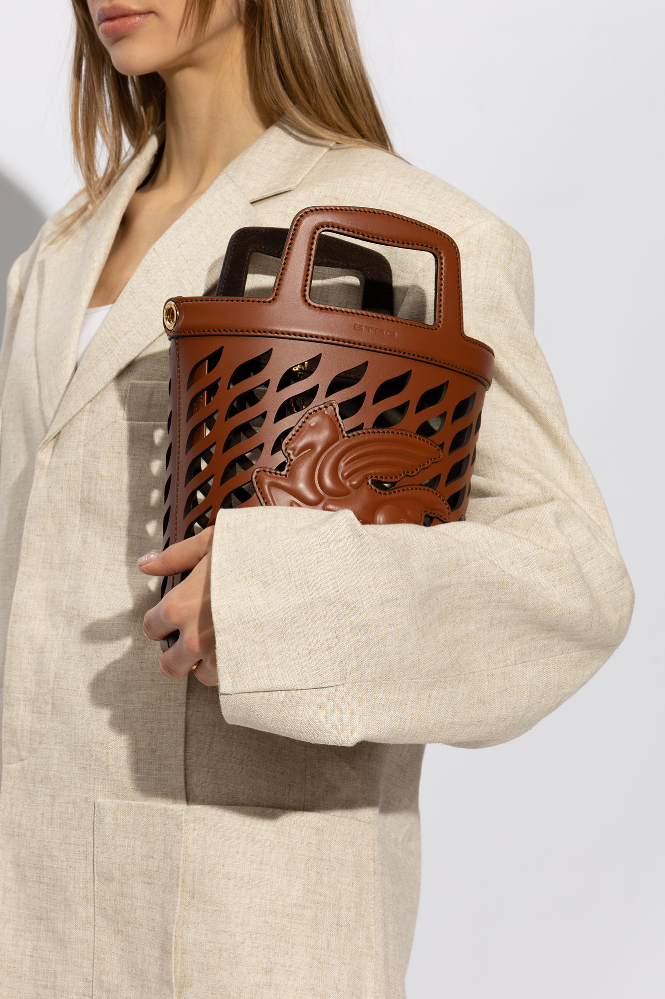 かごバッグ ETRO COFFA LARGE LASER-CUT LEATHER HANDBAG ETRO COFFA LARGE LASER-CUT LEATHER HANDBAG